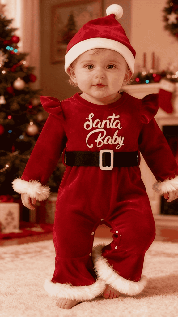 Christmas Overalls with Embroidery